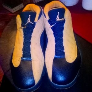 Black/Gold Suede Air Jordan 13's low Chutneys.